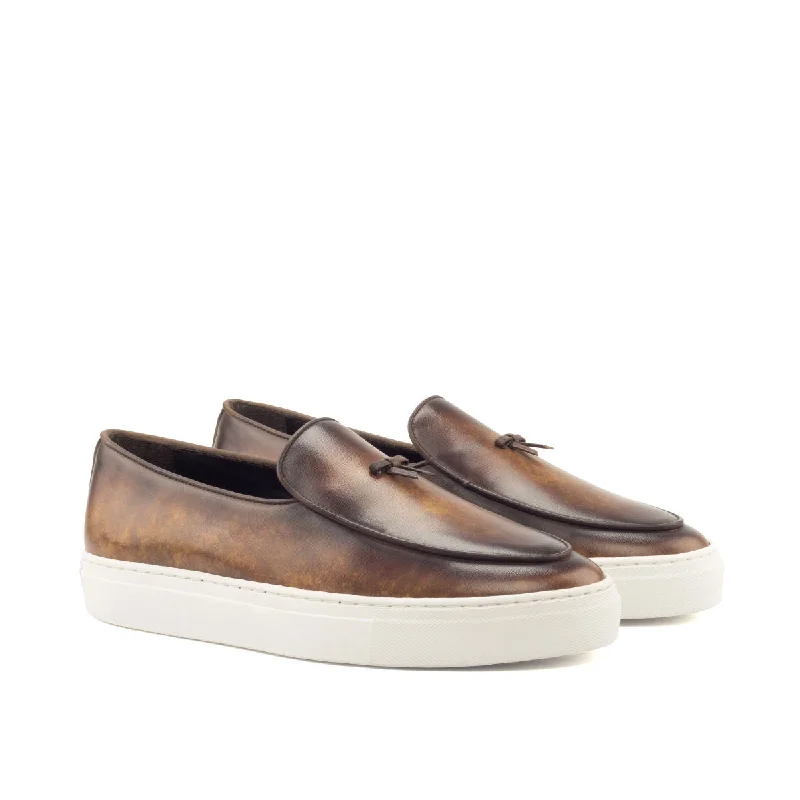 DapperFam King in Brown Men's Hand-Painted Italian Leather Belgian Sneaker Skateboarding Sneaker Style DapperFam King in Brown Men's Hand-Painted Italian Leather Belgian Sneaker Skateboarding Sneaker Style