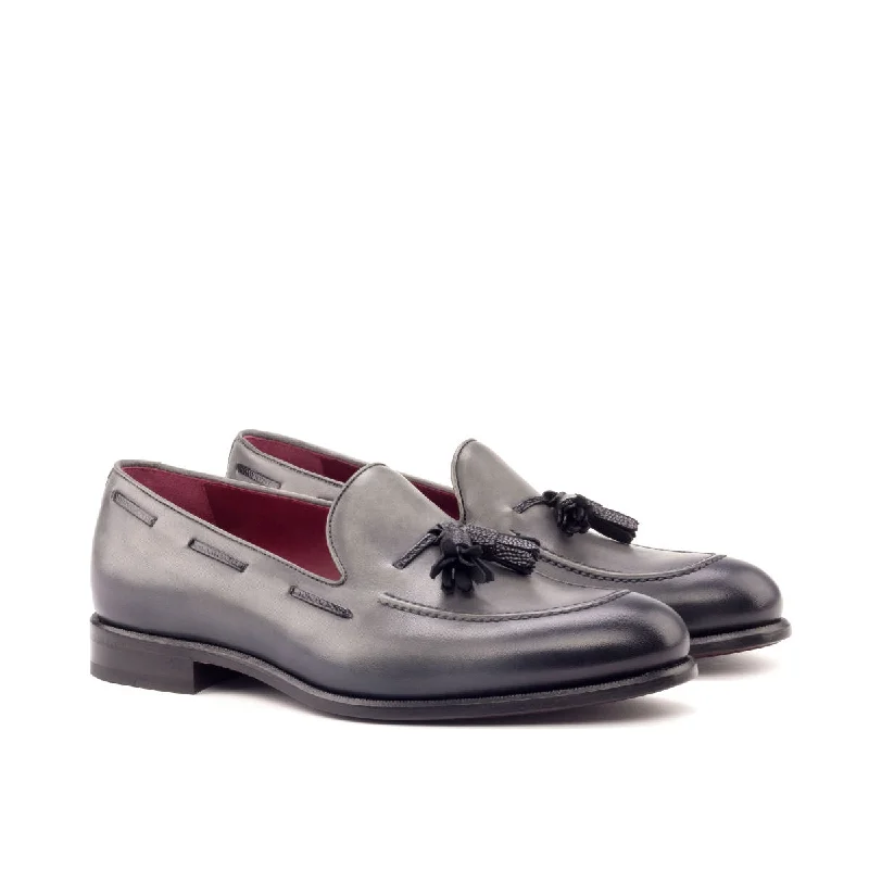 DapperFam Luciano in Grey / Black Men's Italian Leather & Italian Pebble Grain Leather Loafer Brogue Oxford Aesthetic DapperFam Luciano in Grey / Black Men's Italian Leather & Italian Pebble Grain Leather Loafer Brogue Oxford Aesthetic