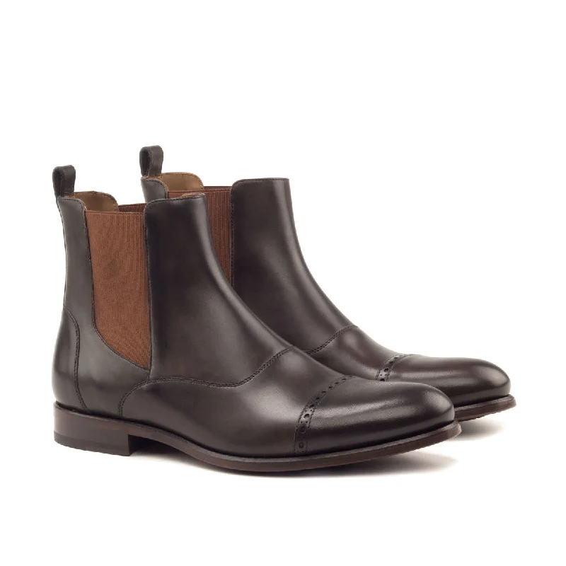 DapperFam Vesuvio in Dark Brown Men's Italian Leather Chelsea Multi Boot Comfortable Derby Style  