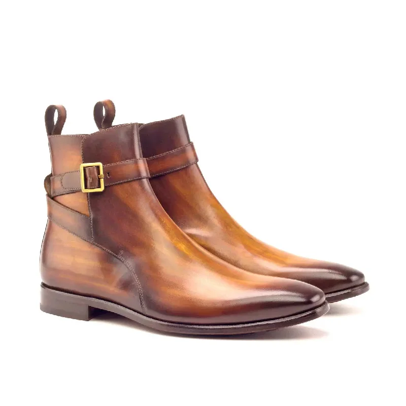 DapperFam Rohan in Cognac Men's Hand-Painted Patina Jodhpur Boot Hip - Hop Sneaker Style DapperFam Rohan in Cognac Men's Hand-Painted Patina Jodhpur Boot Hip - Hop Sneaker Style