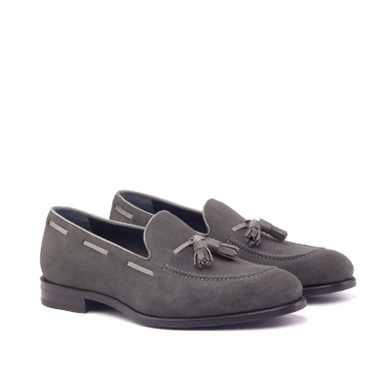 DapperFam Luciano in Grey Men's Lux Suede & Italian Leather Loafer Aesthetic  