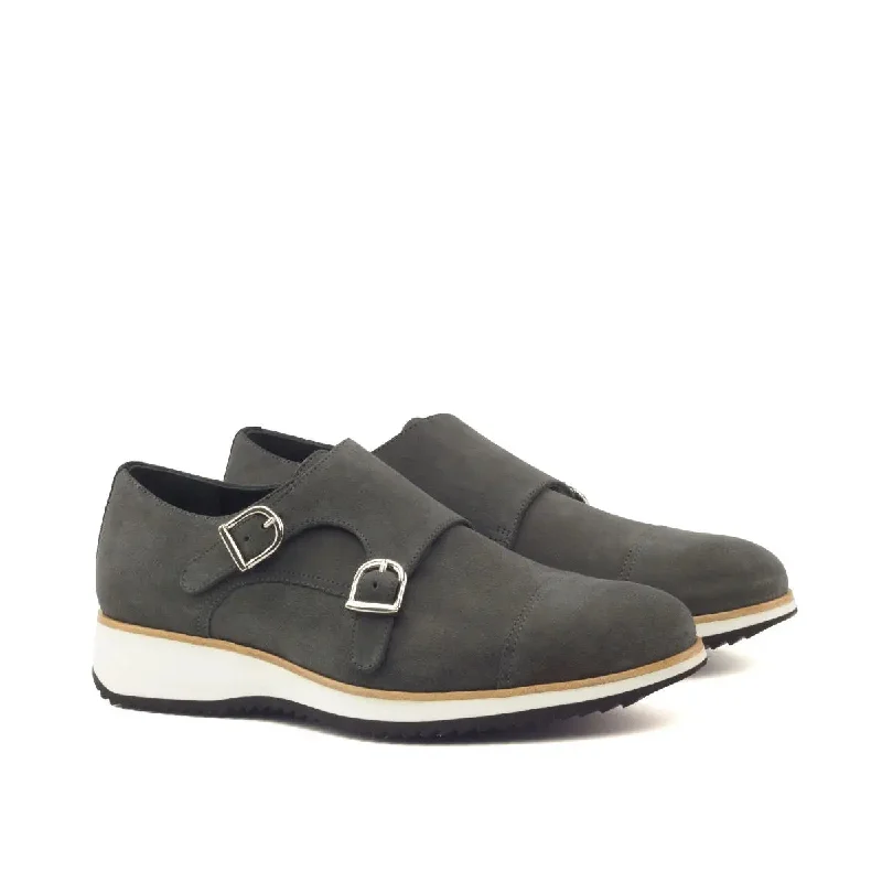 DapperFam Monaco in Grey / Black Men's Lux Suede Double Monk Chunky Platform Sneaker Style DapperFam Monaco in Grey / Black Men's Lux Suede Double Monk Chunky Platform Sneaker Style