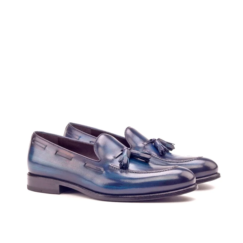 DapperFam Luciano in Denim Men's Hand-Painted Patina Loafer Ankle - High Military Boot Style DapperFam Luciano in Denim Men's Hand-Painted Patina Loafer Ankle - High Military Boot Style