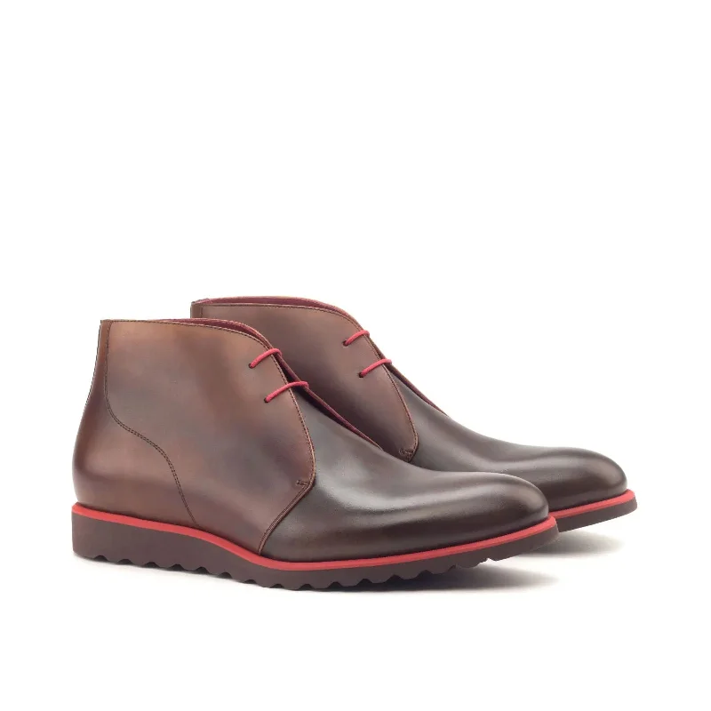 DapperFam Vivace in Med Brown / Dark Brown Men's Italian Leather Chukka Patchwork Shoe Aesthetic DapperFam Vivace in Med Brown / Dark Brown Men's Italian Leather Chukka Patchwork Shoe Aesthetic