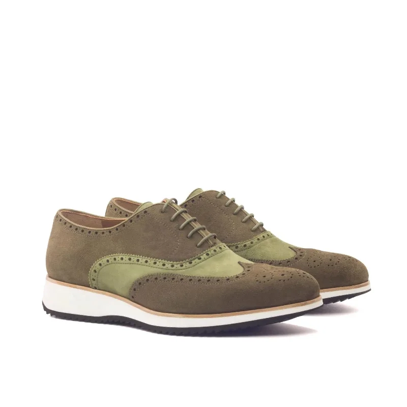 DapperFam Aeron in Khaki Men's Lux Suede & Italian Suede Full Brogue Minimalist Sneaker Style DapperFam Aeron in Khaki Men's Lux Suede & Italian Suede Full Brogue Minimalist Sneaker Style