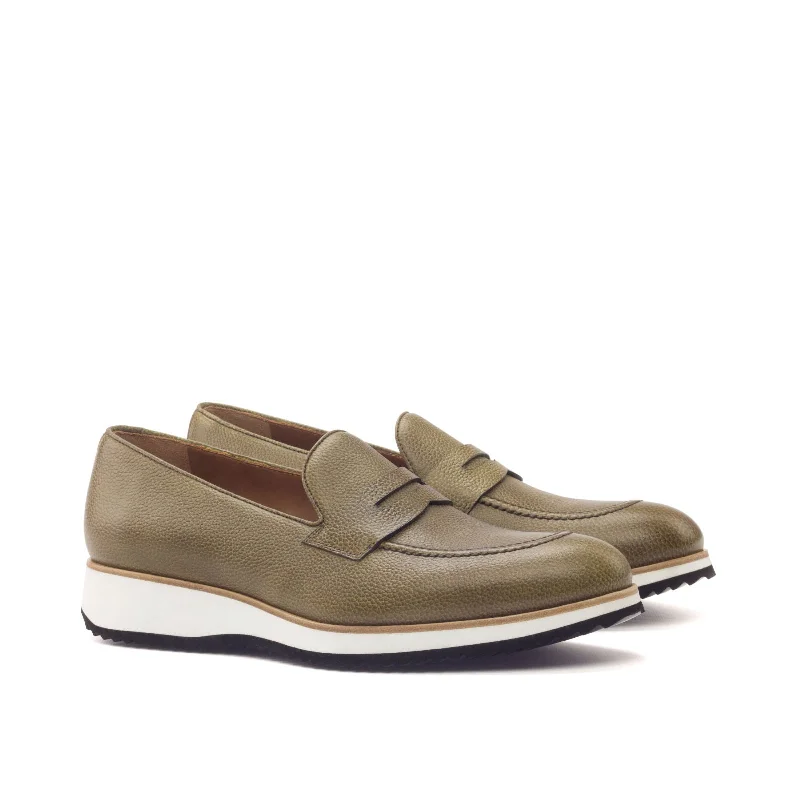 DapperFam Luciano in Olive Men's Italian Full Grain Leather Loafer Checkered Shoe Pattern Look DapperFam Luciano in Olive Men's Italian Full Grain Leather Loafer Checkered Shoe Pattern Look