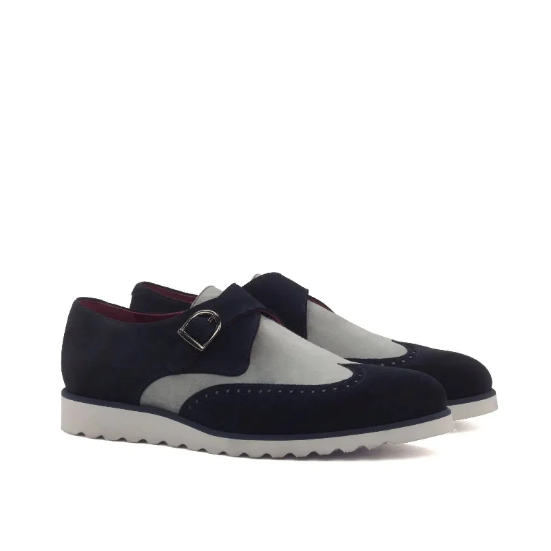 DapperFam Brenno in Navy / Light Grey Men's Lux Suede & Italian Suede Single Monk Tech - Inspired Sneaker Look DapperFam Brenno in Navy / Light Grey Men's Lux Suede & Italian Suede Single Monk Tech - Inspired Sneaker Look