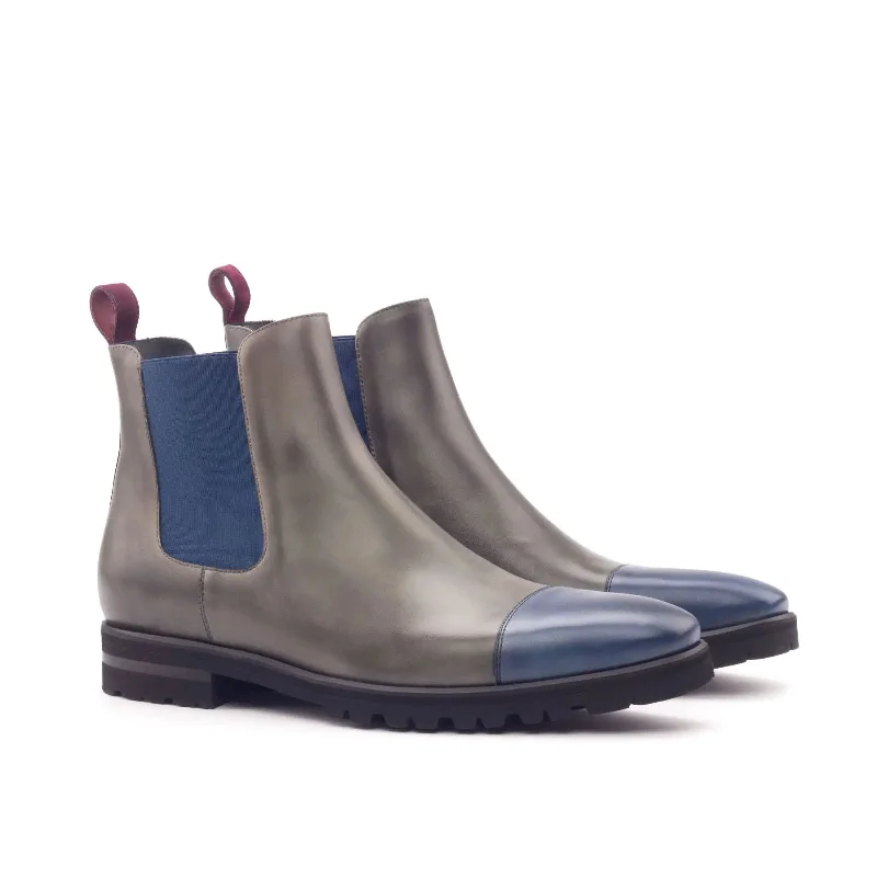 DapperFam Monza in Grey / Navy / Wine Men's Italian Leather & Italian Suede Chelsea Boot Quick - Dry Hiking Shoe Style DapperFam Monza in Grey / Navy / Wine Men's Italian Leather & Italian Suede Chelsea Boot Quick - Dry Hiking Shoe Style