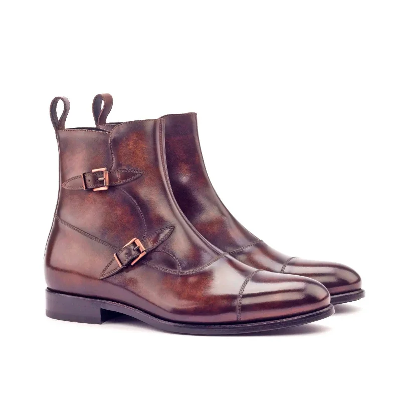 DapperFam Octavian in Brown Men's Hand-Painted Patina Buckle Boot Casual Loafer Style DapperFam Octavian in Brown Men's Hand-Painted Patina Buckle Boot Casual Loafer Style