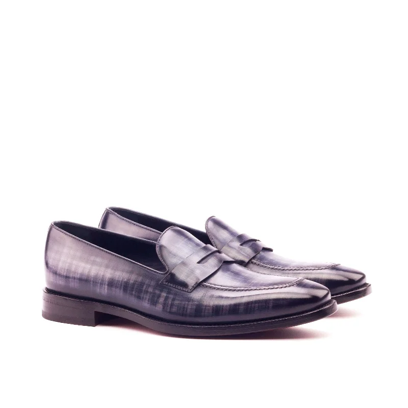 DapperFam Luciano in Grey Men's Hand-Painted Patina Loafer British Gentleman Oxford Style DapperFam Luciano in Grey Men's Hand-Painted Patina Loafer British Gentleman Oxford Style