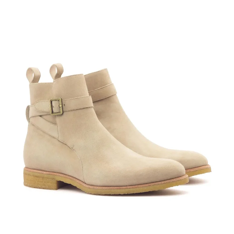 DapperFam Rohan in Taupe Men's Italian Suede Jodhpur Boot Vintage Oxford Appeal 