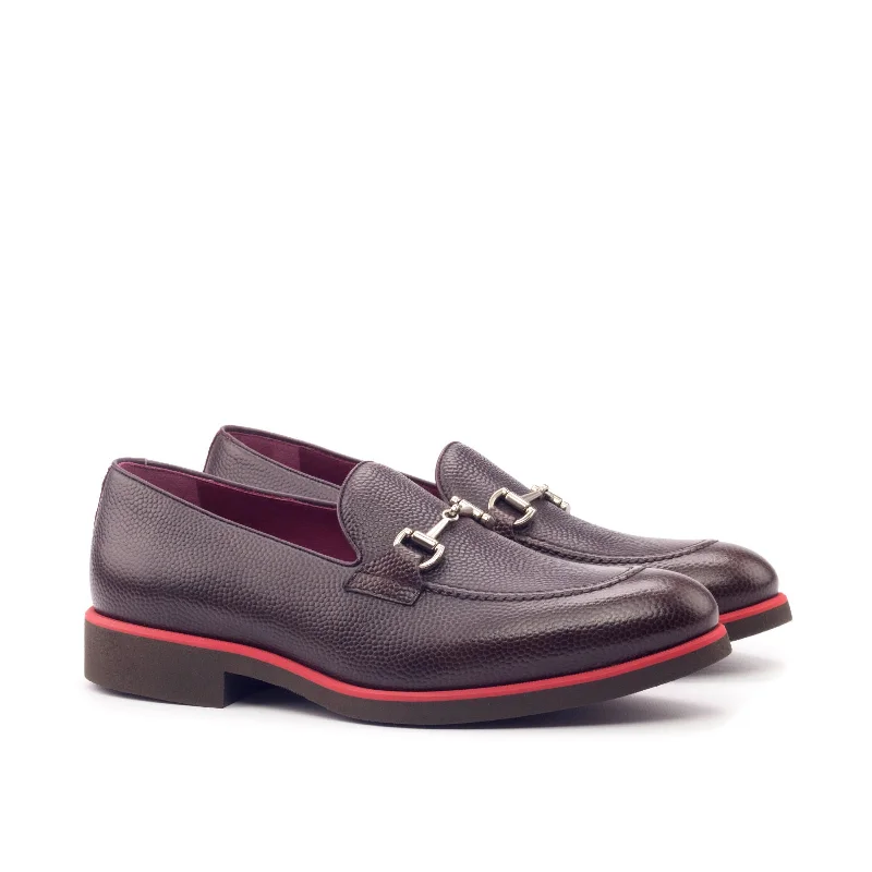 DapperFam Luciano in Burgundy / Red / Dark Brown Men's Italian Patent & Pebble Grain Leather Loafer Sustainable Shoe Design DapperFam Luciano in Burgundy / Red / Dark Brown Men's Italian Patent & Pebble Grain Leather Loafer Sustainable Shoe Design