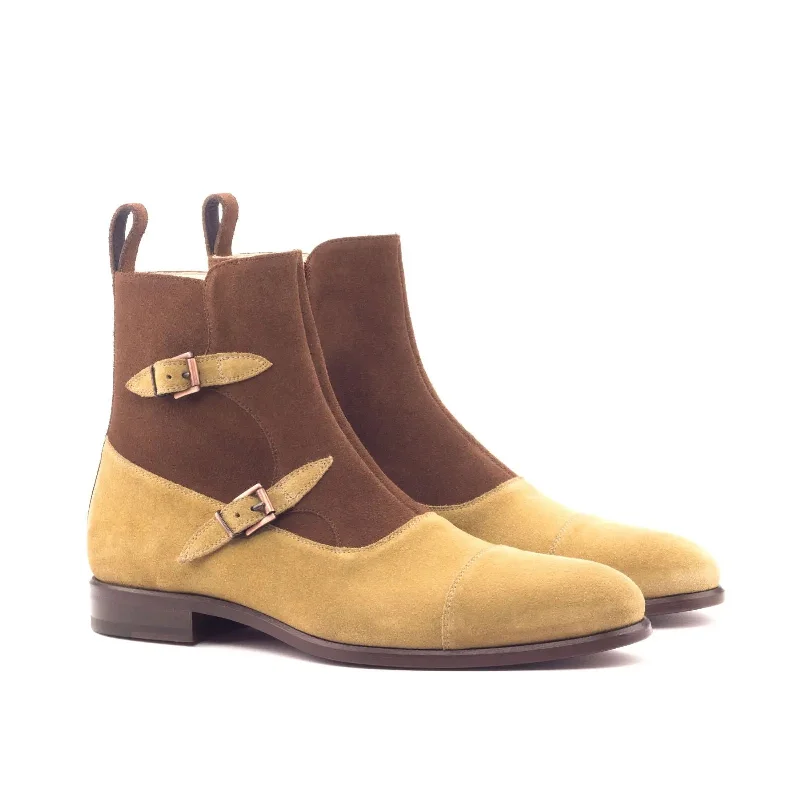 DapperFam Octavian in Camel / Med Brown Men's Lux Suede Buckle Boot Combat - Inspired Military Boot Look DapperFam Octavian in Camel / Med Brown Men's Lux Suede Buckle Boot Combat - Inspired Military Boot Look