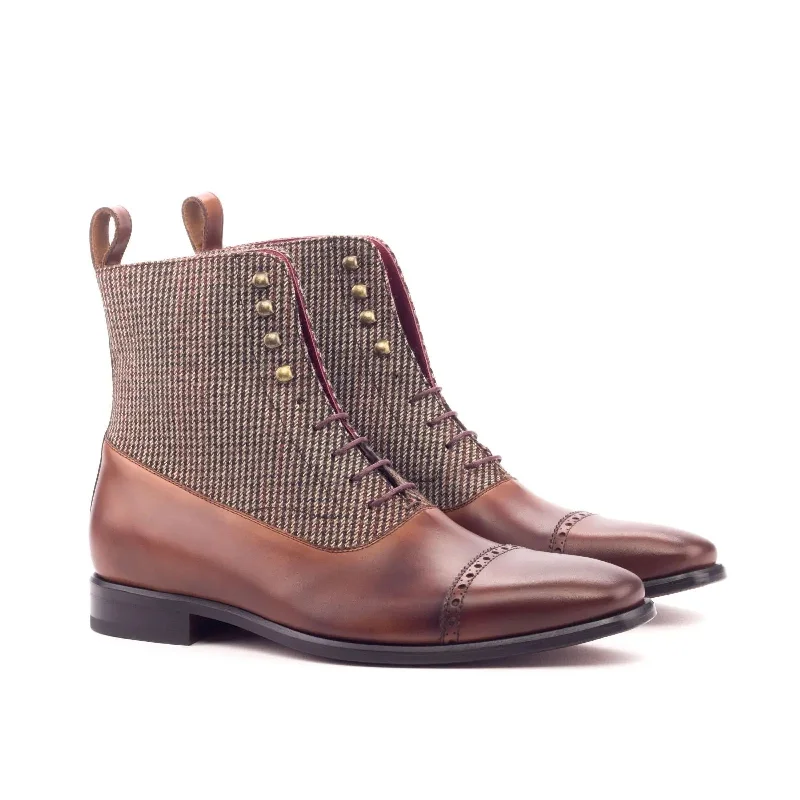 DapperFam Vittorio in Tweed / Med Brown / Dark Brown Men's Sartorial & Italian Leather Balmoral Boot Tassel Driving Shoe Look DapperFam Vittorio in Tweed / Med Brown / Dark Brown Men's Sartorial & Italian Leather Balmoral Boot Tassel Driving Shoe Look