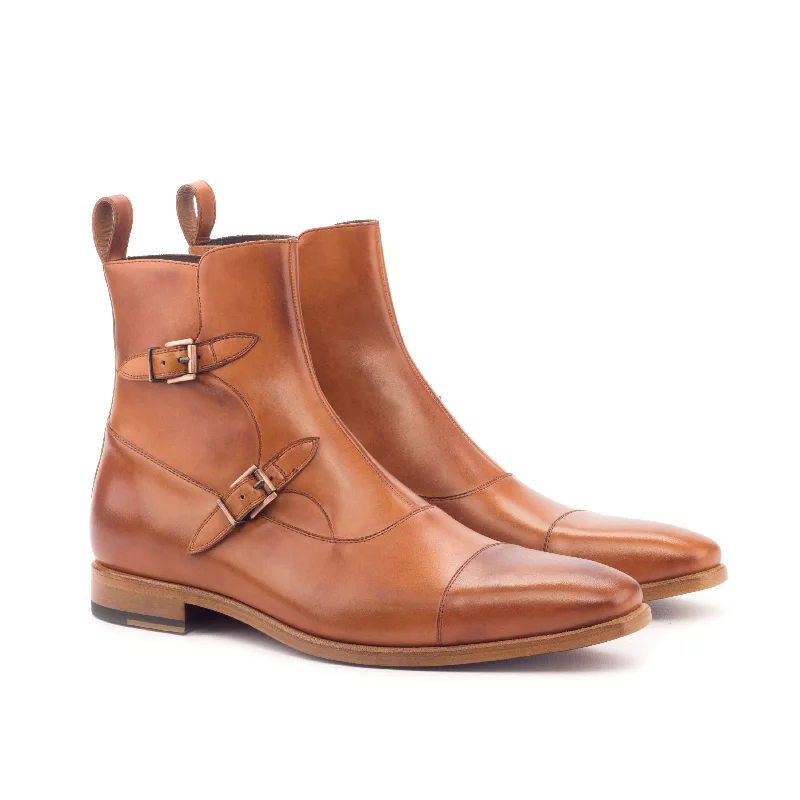 DapperFam Octavian in Cognac Men's Italian Leather Buckle Boot Rubber - Sole Plimsoll Look DapperFam Octavian in Cognac Men's Italian Leather Buckle Boot Rubber - Sole Plimsoll Look