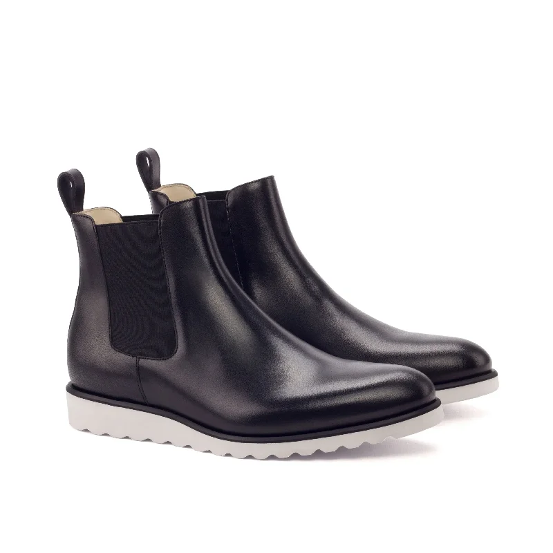 DapperFam Monza in Black Men's Italian Leather Chelsea Boot Monochromatic Shoe Look  