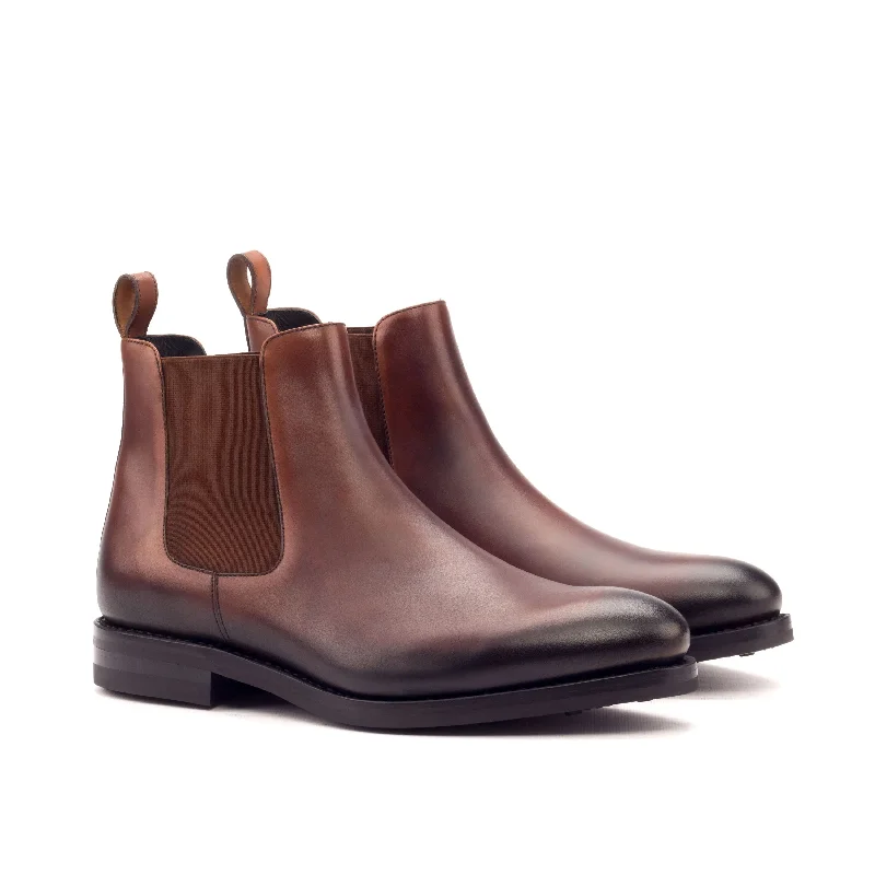 DapperFam Monza in Med Brown Men's Italian Leather Chelsea Boot Buckle -