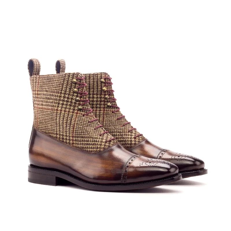 DapperFam Vittorio in Tweed / Brown Men's Sartorial & Hand-Painted Patina Balmoral Boot Quick - Dry Hiking Shoe Style DapperFam Vittorio in Tweed / Brown Men's Sartorial & Hand-Painted Patina Balmoral Boot Quick - Dry Hiking Shoe Style