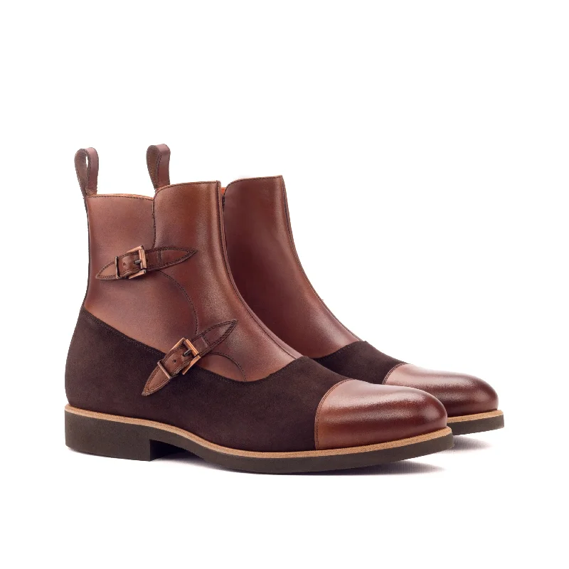 DapperFam Octavian in Med Brown / Brown Men's Italian Leather & Italian Suede Buckle Boot Single - Buckle Monk Look DapperFam Octavian in Med Brown / Brown Men's Italian Leather & Italian Suede Buckle Boot Single - Buckle Monk Look