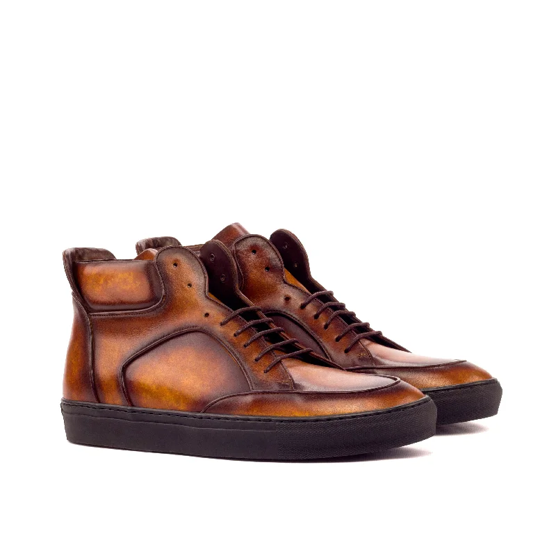 DapperFam Dante in Cognac Men's Hand-Painted Italian Leather High Top Blue Coast Loafer Aesthetic DapperFam Dante in Cognac Men's Hand-Painted Italian Leather High Top Blue Coast Loafer Aesthetic