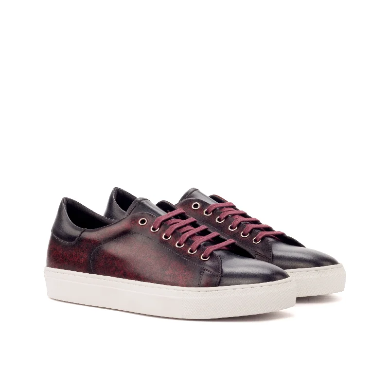 DapperFam Rivale in Burgundy Men's Hand-Painted Italian Leather Trainer Single - Buckle Monk Look DapperFam Rivale in Burgundy Men's Hand-Painted Italian Leather Trainer Single - Buckle Monk Look
