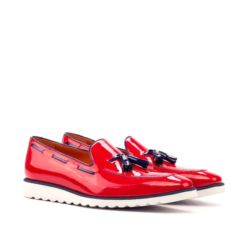 DapperFam Luciano in Red / Cobalt Blue Men's Italian Patent Leather Loafer Art Deco - Inspired Shoe Look DapperFam Luciano in Red / Cobalt Blue Men's Italian Patent Leather Loafer Art Deco - Inspired Shoe Look