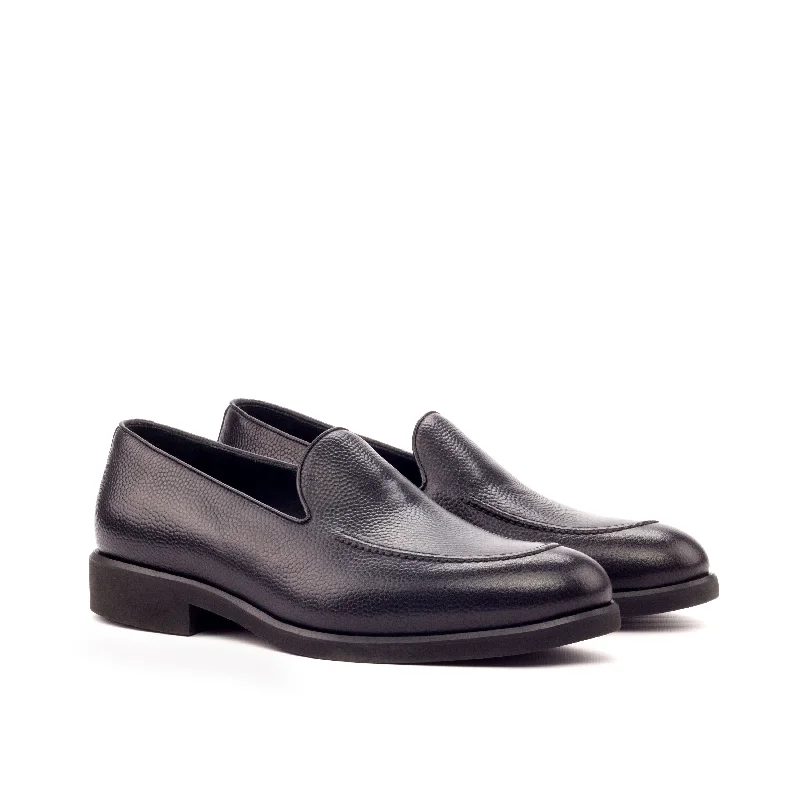 DapperFam Luciano in Black Men's Italian Full Grain Leather & Italian Pebble Grain Leather Loafer Upcycled Shoe Look DapperFam Luciano in Black Men's Italian Full Grain Leather & Italian Pebble Grain Leather Loafer Upcycled Shoe Look