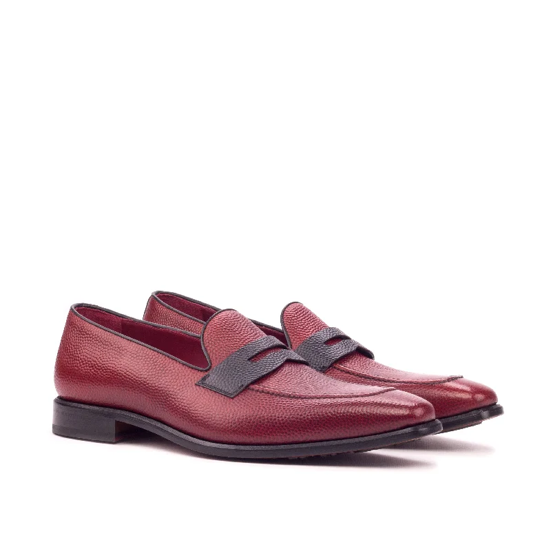 DapperFam Luciano in Red / Black Men's Italian Pebble Grain Leather & Italian Leather Loafer Inflatable Shoe Look DapperFam Luciano in Red / Black Men's Italian Pebble Grain Leather & Italian Leather Loafer Inflatable Shoe Look