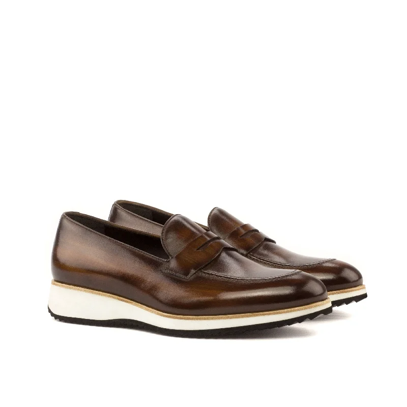 DapperFam Luciano in Brown Men's Hand-Painted Patina Loafer Retro Basketball Sneaker Design DapperFam Luciano in Brown Men's Hand-Painted Patina Loafer Retro Basketball Sneaker Design