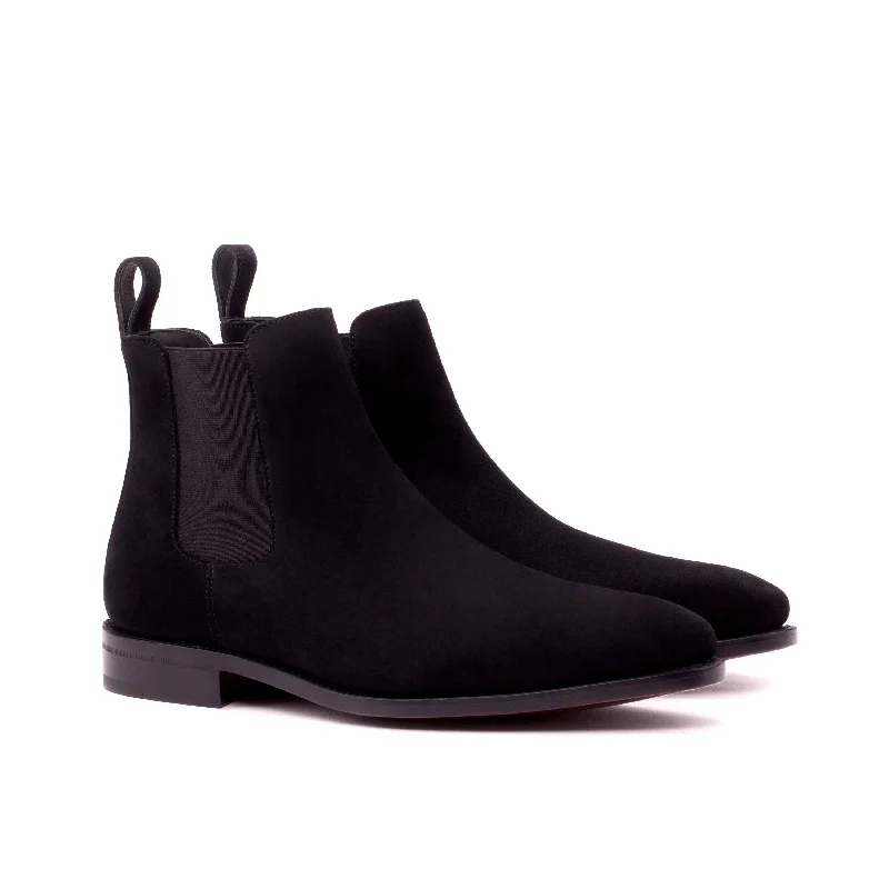 DapperFam Monza in Black Men's Lux Suede Chelsea Boot Distressed Leather Shoe Style  