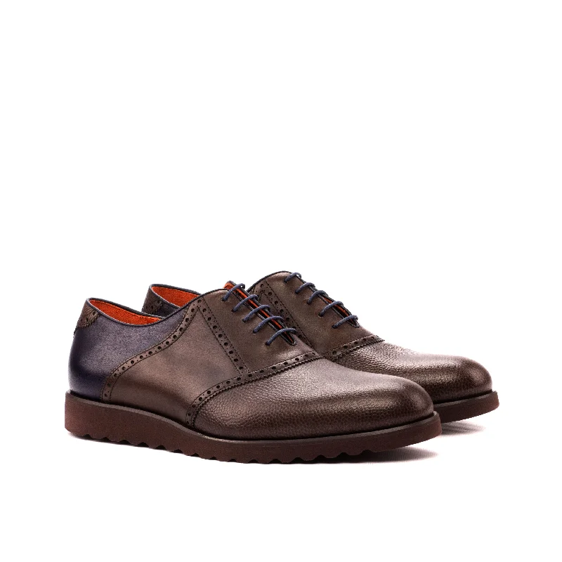 DapperFam Fabrizio in Dark Brown / Navy Men's Italian Leather & Italian Pebble Grain Leather Saddle Smart - Shoe Functionality Style DapperFam Fabrizio in Dark Brown / Navy Men's Italian Leather & Italian Pebble Grain Leather Saddle Smart - Shoe Functionality Style