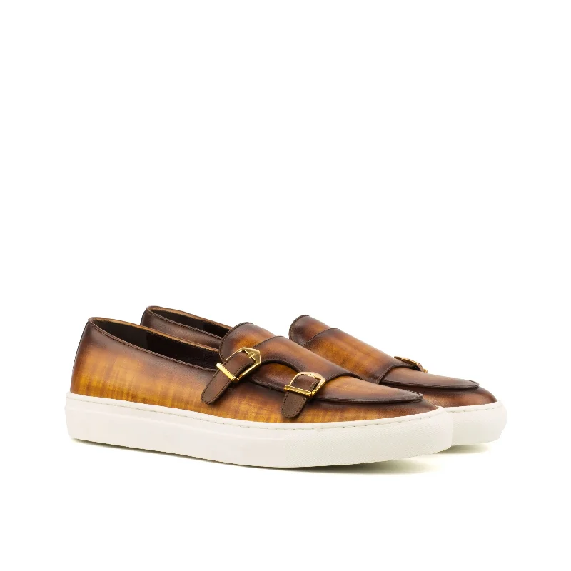 DapperFam Riviera in Cognac Men's Hand-Painted Italian Leather Monk Sneaker Victorian - Era Boot Style DapperFam Riviera in Cognac Men's Hand-Painted Italian Leather Monk Sneaker Victorian - Era Boot Style