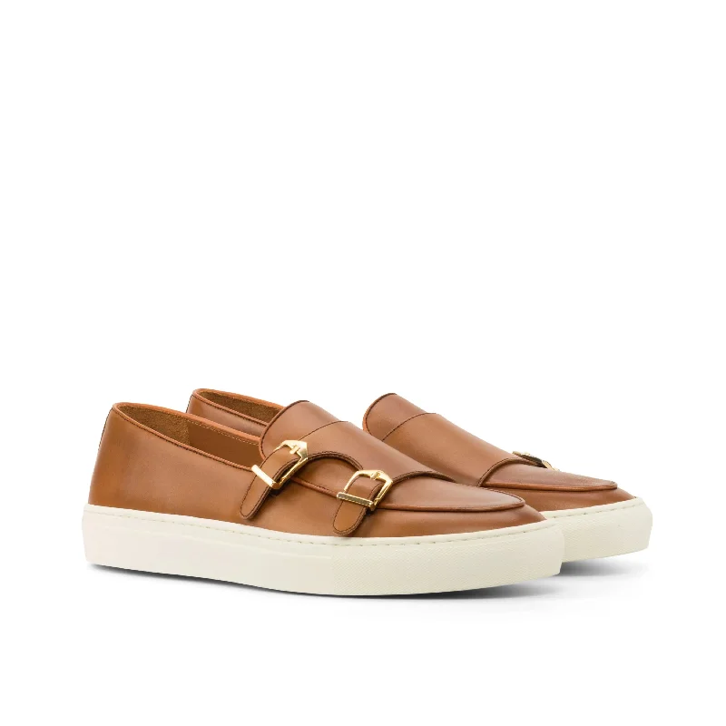 DapperFam Riviera in Cognac Men's Italian Leather Monk Sneaker Comfortable Derby Style DapperFam Riviera in Cognac Men's Italian Leather Monk Sneaker Comfortable Derby Style