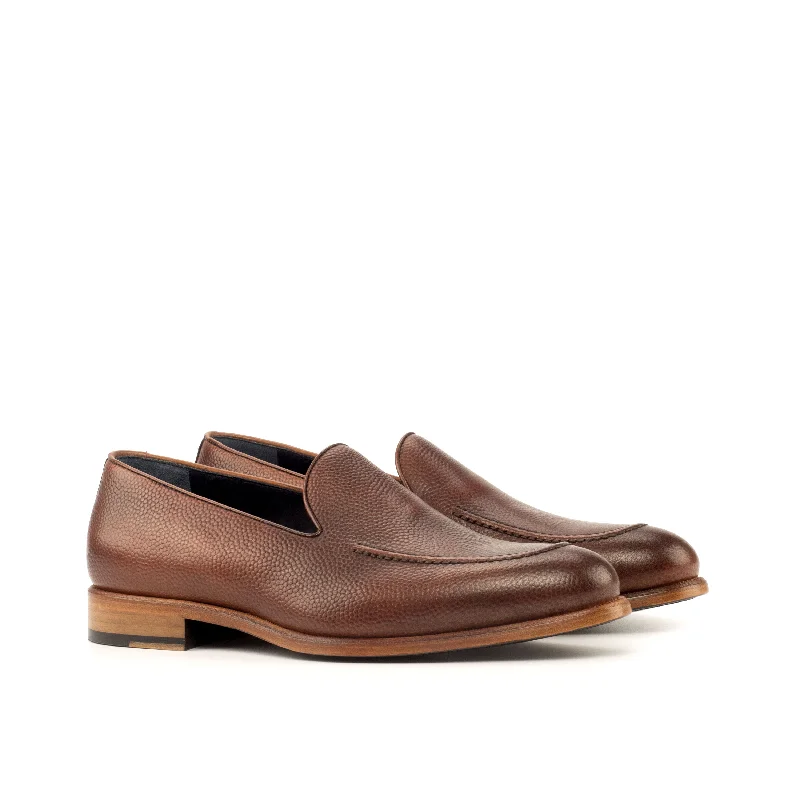 DapperFam Luciano in Med Brown / Dark Brown Men's Italian Leather & Pebble Grain Leather Loafer British Gentleman Oxford Style DapperFam Luciano in Med Brown / Dark Brown Men's Italian Leather & Pebble Grain Leather Loafer British Gentleman Oxford Style
