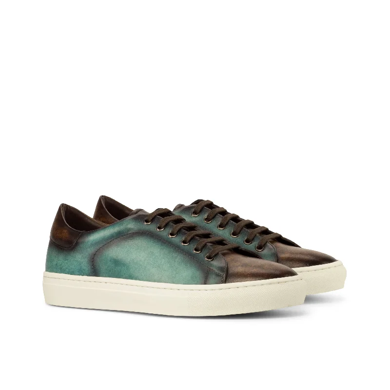 DapperFam Rivale in Denim / Dark Brown Men's Hand-Painted Italian Leather Trainer Ivy League - Inspired Derby Look DapperFam Rivale in Denim / Dark Brown Men's Hand-Painted Italian Leather Trainer Ivy League - Inspired Derby Look