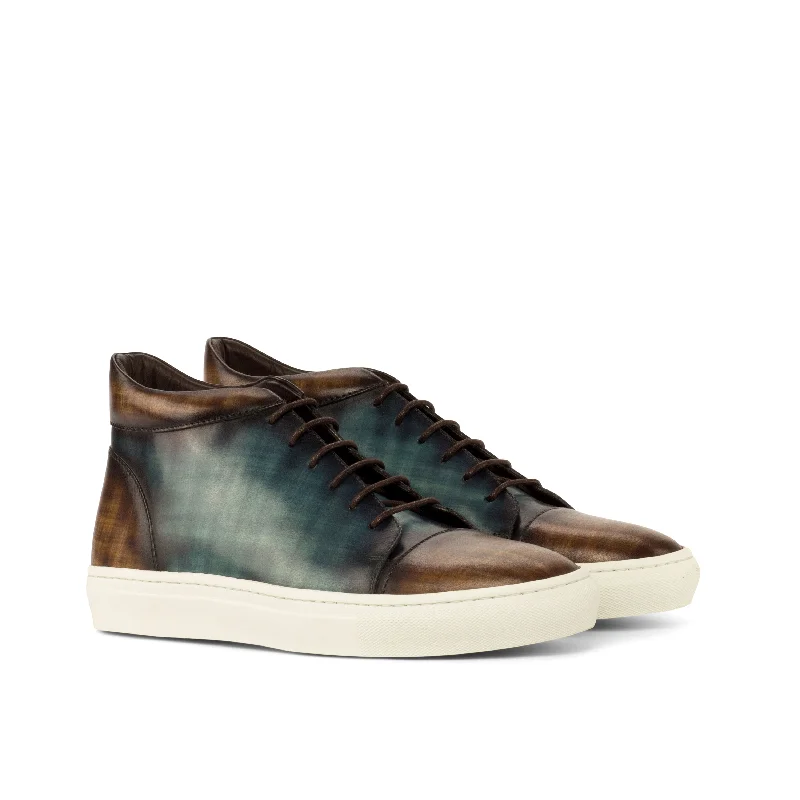 DapperFam Cassian in Denim / Brown Men's Italian Leather High Top Artisan - Crafted Loafer Style DapperFam Cassian in Denim / Brown Men's Italian Leather High Top Artisan - Crafted Loafer Style
