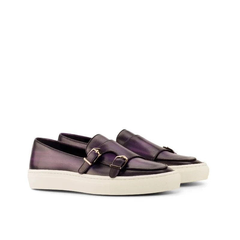 DapperFam Riviera in Purple Men's Hand-Painted Italian Leather Monk Sneaker Smart - Shoe Functionality Style DapperFam Riviera in Purple Men's Hand-Painted Italian Leather Monk Sneaker Smart - Shoe Functionality Style