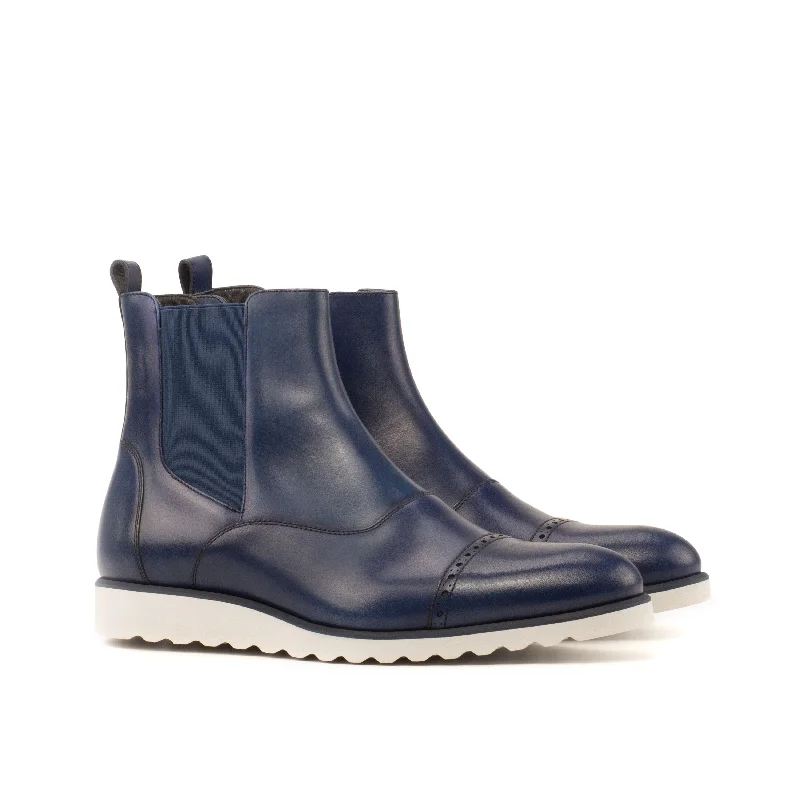 DapperFam Vesuvio in Navy Men's Italian Leather Chelsea Multi Boot Blue Coast Loafer Aesthetic DapperFam Vesuvio in Navy Men's Italian Leather Chelsea Multi Boot Blue Coast Loafer Aesthetic