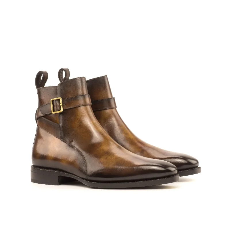 DapperFam Rohan in Tobacco Men's Hand-Painted Patina Jodhpur Boot Comfortable Derby Style DapperFam Rohan in Tobacco Men's Hand-Painted Patina Jodhpur Boot Comfortable Derby Style