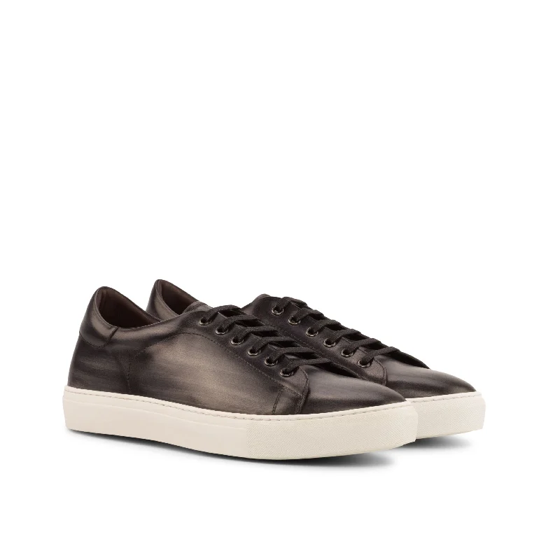 DapperFam Rivale in Grey Men's Hand-Painted Italian Leather Trainer Skateboarding Sneaker Style DapperFam Rivale in Grey Men's Hand-Painted Italian Leather Trainer Skateboarding Sneaker Style
