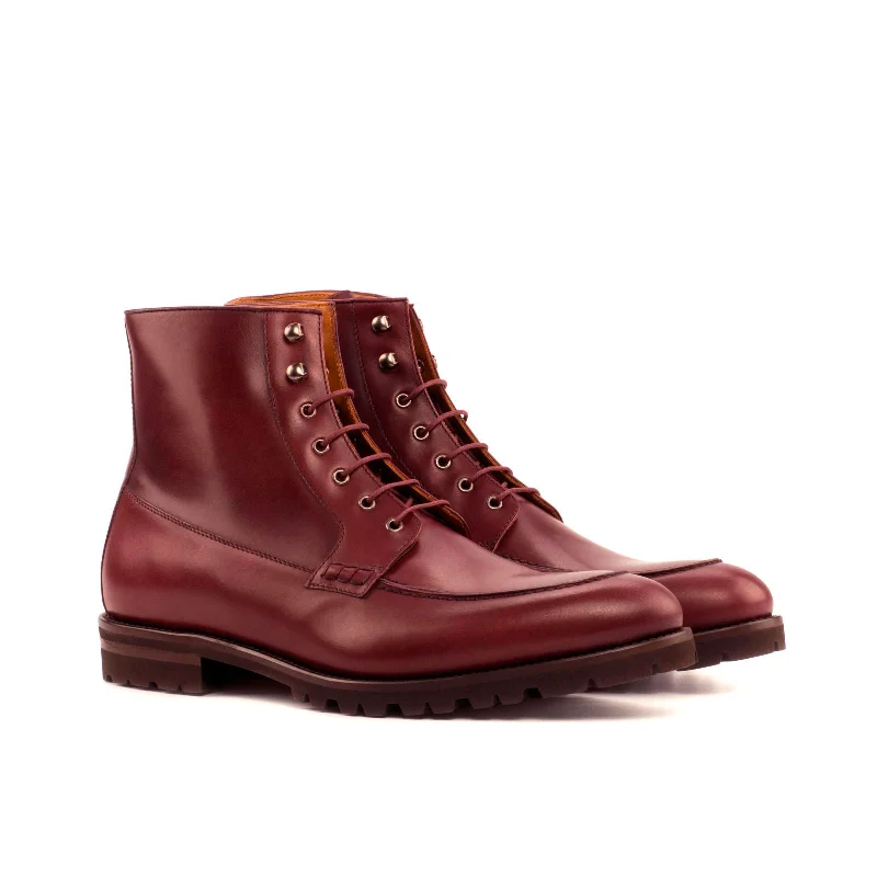 DapperFam Ryker in Burgundy Men's Italian Leather Moc Boot Combat - Inspired Military Boot Look  