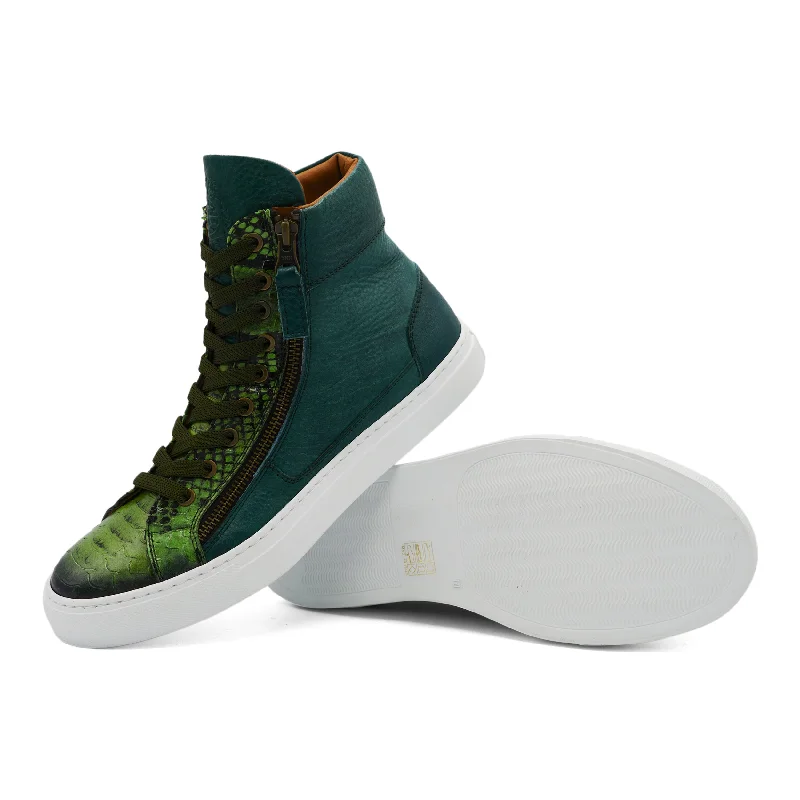 4077 - Tropical Green Embroidered Cowboy Boot Design  