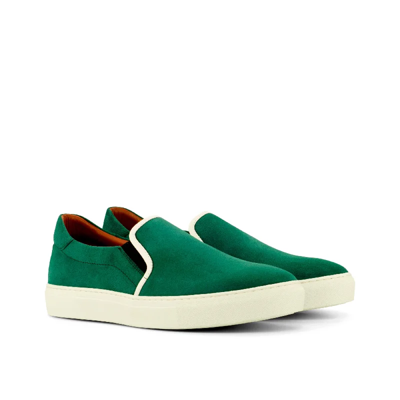 DapperFam Versado in Forest Men's Italian Suede Slip On Lightweight Tennis Sneaker Look  