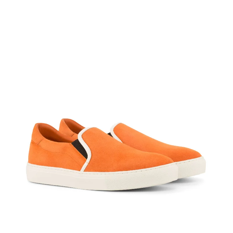 DapperFam Versado in Orange Men's Italian Suede Slip On Loose - Fit Slipper Style  