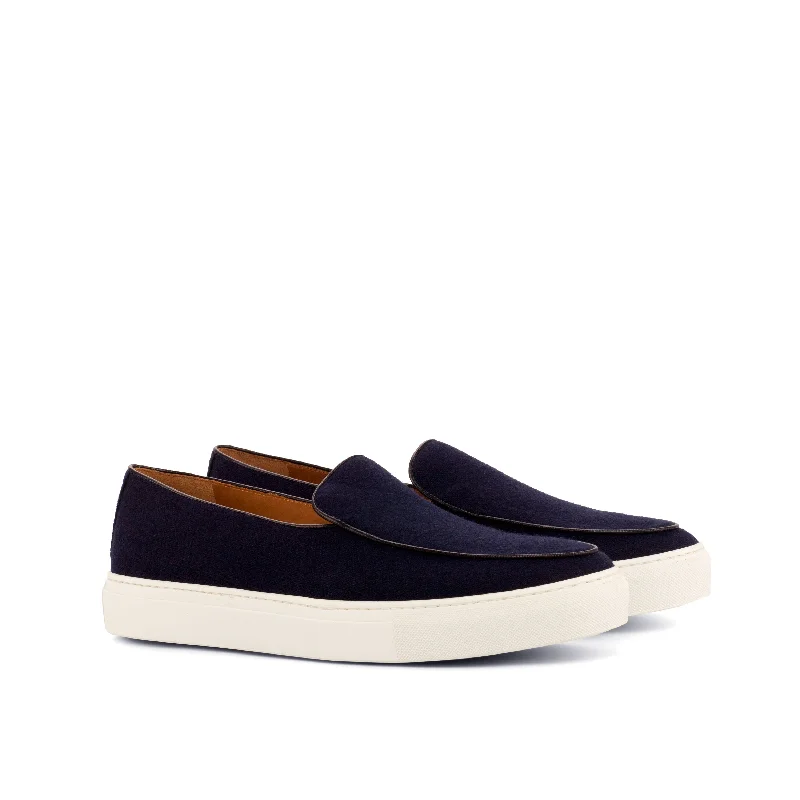 DapperFam King in Navy Men's Flannel Belgian Sneaker Patchwork Shoe Aesthetic  