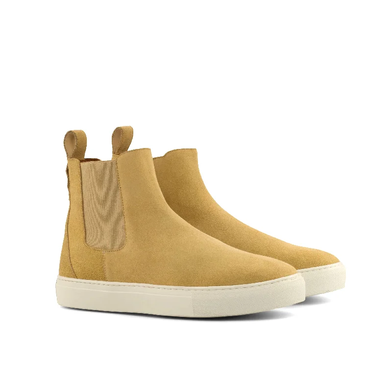 DapperFam Gallant in Sand Men's Lux Suede Chelsea Sport Camouflage Print Boot Style  