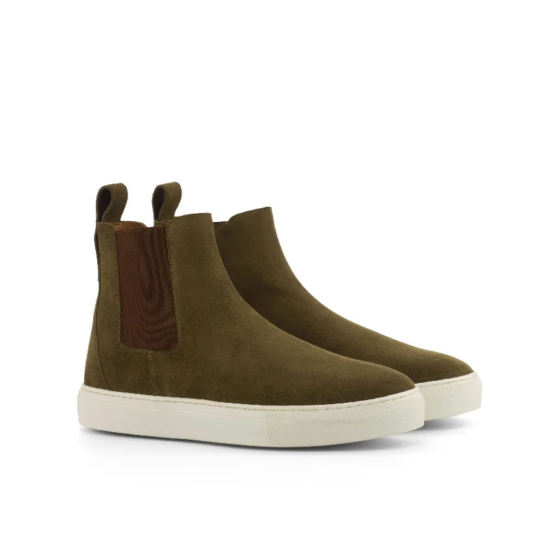 DapperFam Gallant in Khaki Men's Lux Suede Chelsea Sport Art Deco - Inspired Shoe Look DapperFam Gallant in Khaki Men's Lux Suede Chelsea Sport Art Deco - Inspired Shoe Look