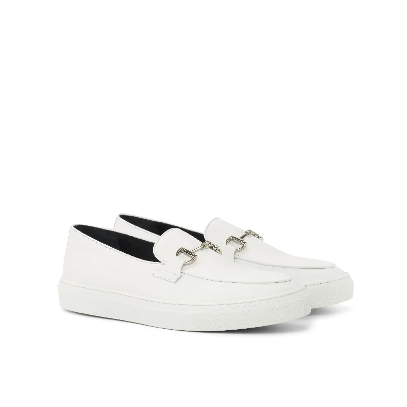 DapperFam King in White Men's Italian Leather Belgian Sneaker Zip - Up Boot Style  