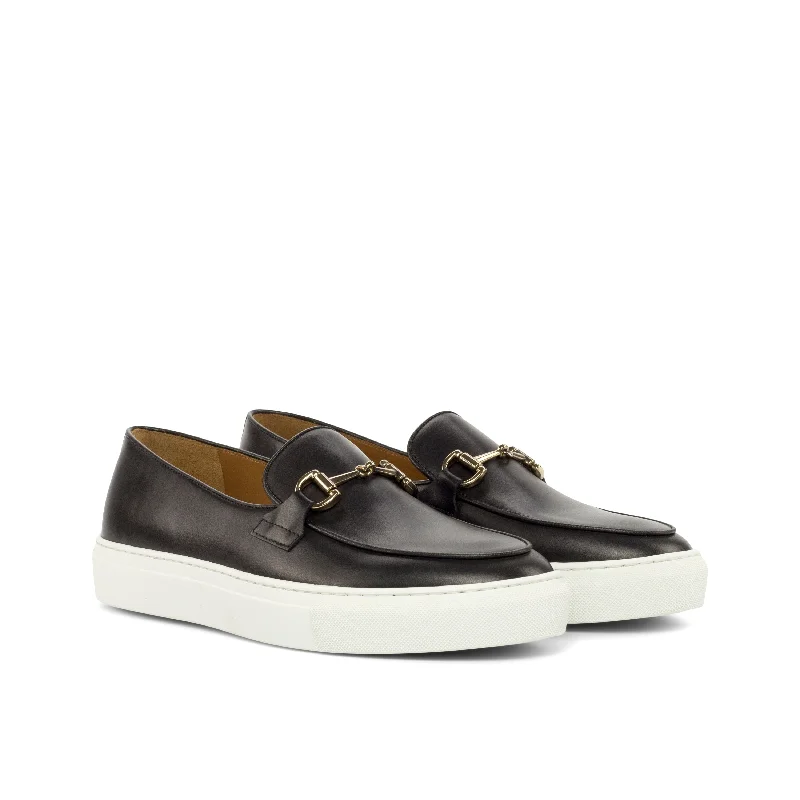 DapperFam King in Black Men's Italian Leather Belgian Sneaker Business Monk Strap Style DapperFam King in Black Men's Italian Leather Belgian Sneaker Business Monk Strap Style