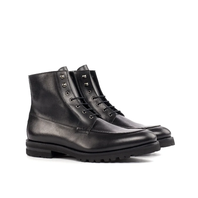 DapperFam Ryker in Black Men's Italian Leather Moc Boot Vintage Oxford Appeal 